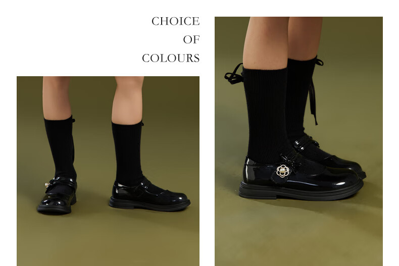 Follow Me Girls' Leather Shoes, Spring And Autumn Fashion Versatile Little Girl Princess Shoes, Campus Fashion Performance Flats, Black, Size 27 12