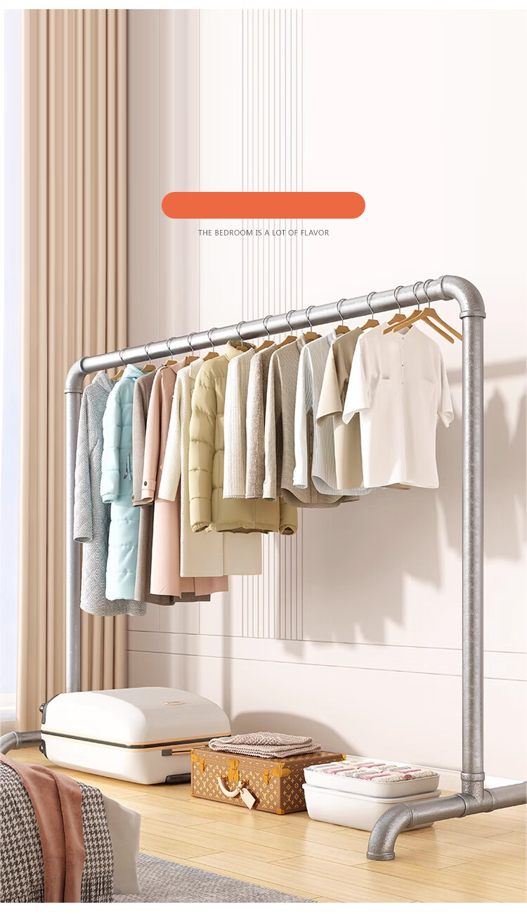 Annafu Floor Clothes Rack Coat Rack Bedroom Clothes Hanger Thickened Drying Rack YJ53 Length 1.6m Height 1.8m 8