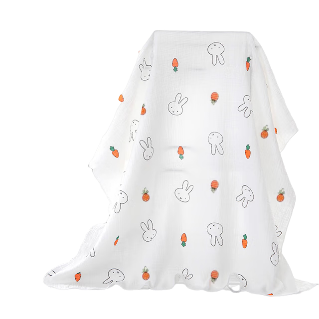 9I9 Baby Swaddle, Pure Cotton Wrap, Newborn Blanket, Gauze Coverlet, Infant Swaddle, Bath Towel, A134 Rabbit