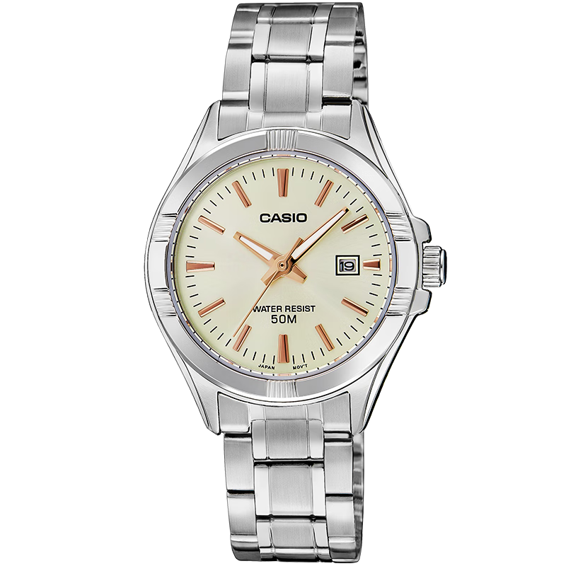 CASIO Women's Quartz Watch with Steel Band, Analog Dial, Simple Design, Water-Resistant Student Watch LTP-1308D