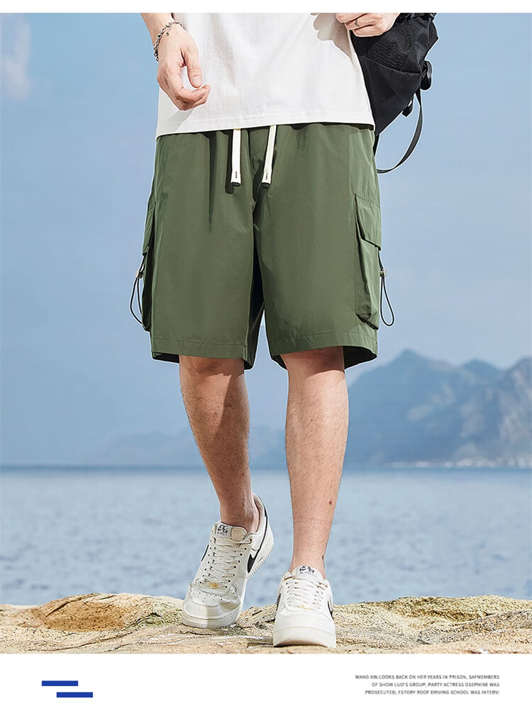 JEEP Men's Shorts, Summer Loose Casual Five-Point Cargo Pants, APK660, Black, XL 18