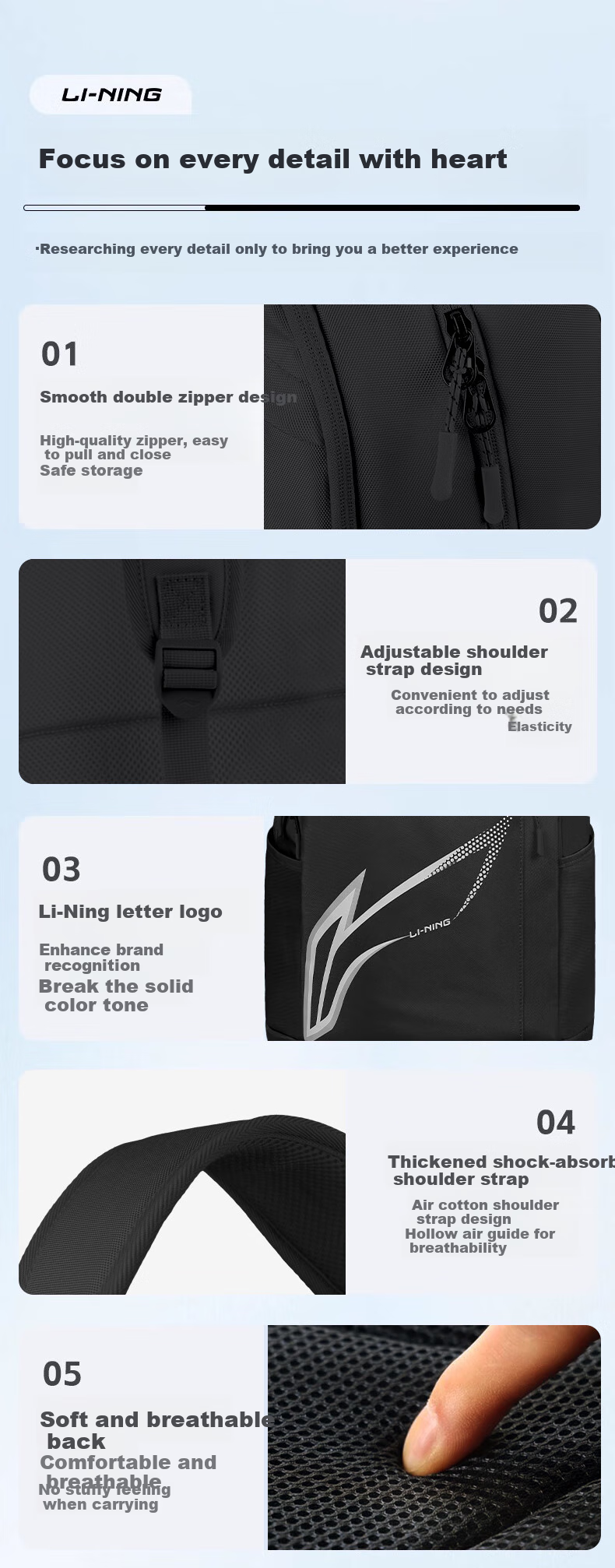 Li-Ning Backpack for Men with Large Capacity, New Style Schoolbag for Middle School, High School And College Students, Outdoor Commute Sports Backpack for Wome 7