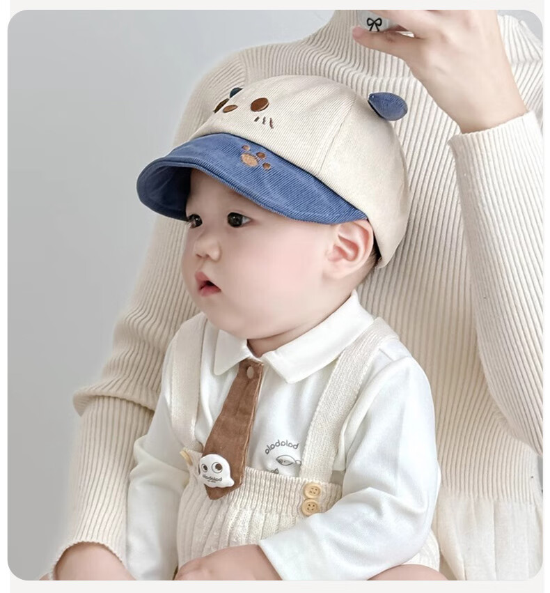 Aibao Baby Hat Spring and Autumn Cartoon Baseball Cap for Kids Outdoor Sunshade Blue Bear T150 11