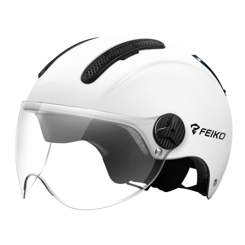 FEIKO 3C Certified New National Standard Electric Vehicle Helmet Four Seasons Sun Protection Breathable Safety Helmet for Men and Women Electric Bicycle White L