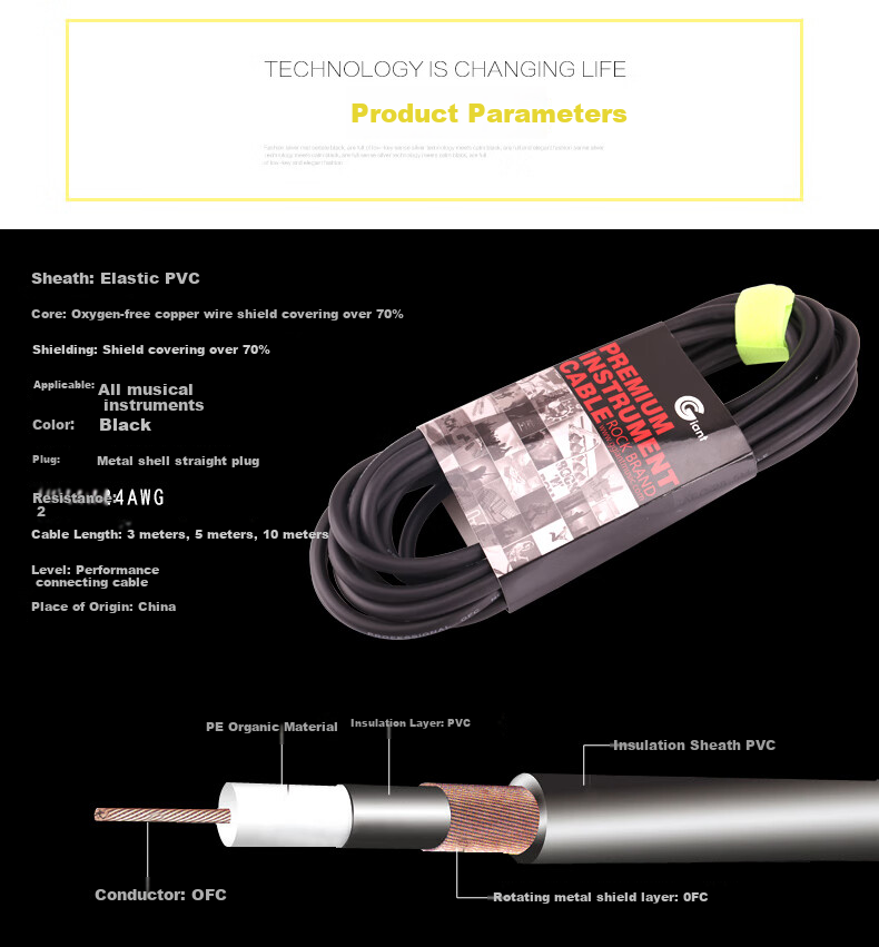 Maneryuepu 6.5MM Guitar Cable, Speaker Audio Cable, Noise Reduction Cable, 3 Meters, Musical Instrument Accessory 5