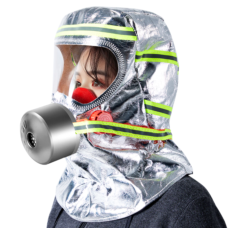 Flame Warrior Firefighter Mask National Standard 3C Certified Gas Mask Smoke Filter Escape Respirator with Shoulder Cape