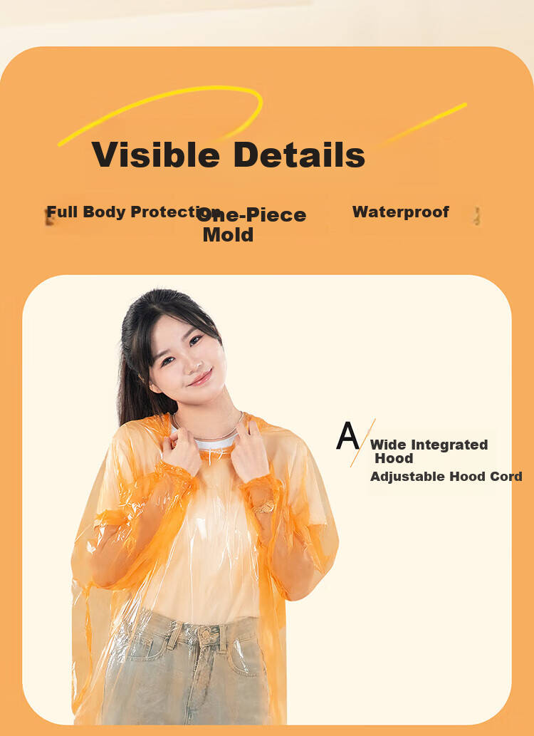 BADIGAO Disposable Raincoat for Children, Thickened Card-Style Long Full-Body Storm Protection, Transparent Rain Poncho for Students' School Commute, Hiking And Cycling 3