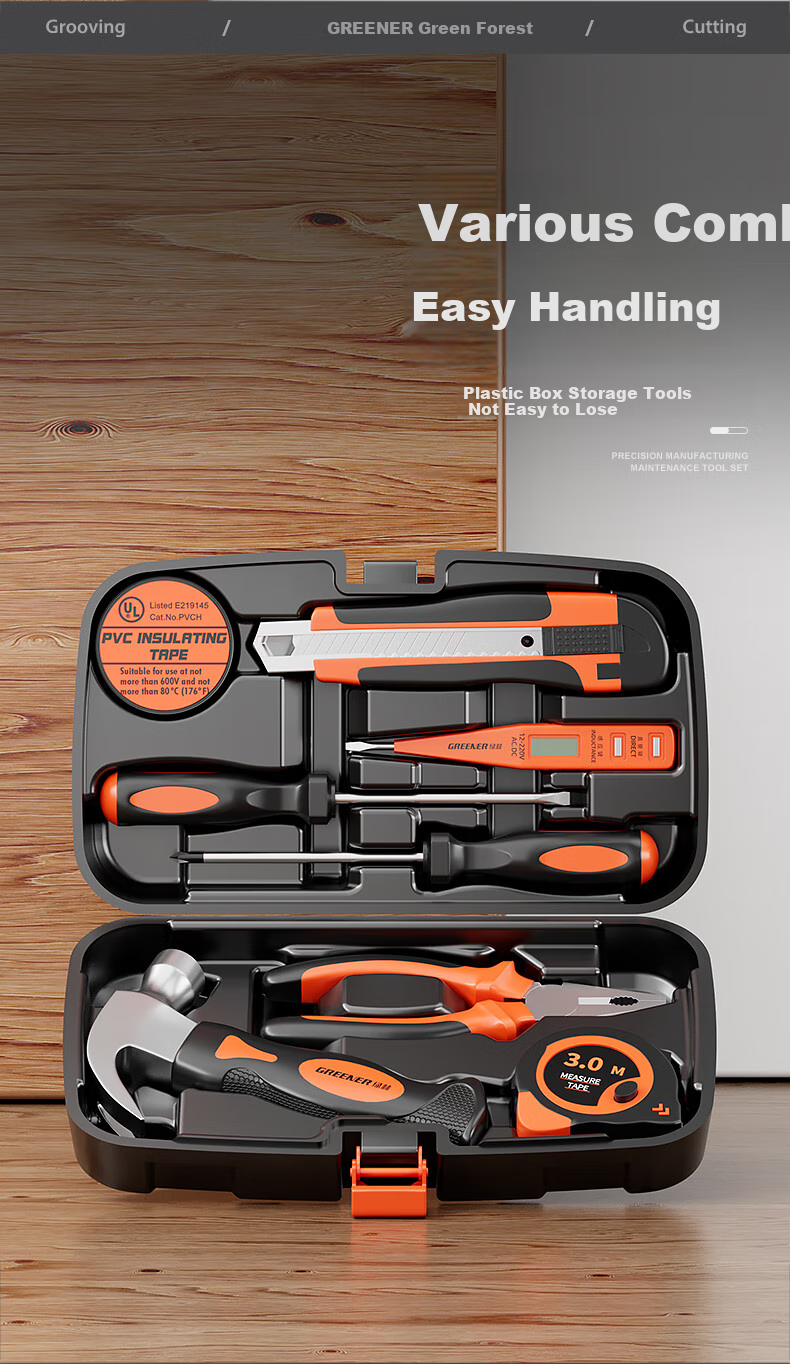 GREENER Household Tool Kit Set Including Electrician Hardware Tools, Screwdrivers, Repair Pliers, And Tape Measure 4