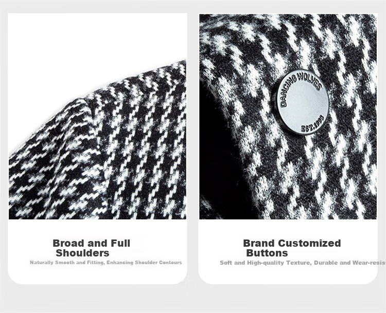 DANCING WOLVES [85% White Duck Down] Versatile Houndstooth Lapel Warm Men's down Jacket 003 Medium Gray S(165) 5