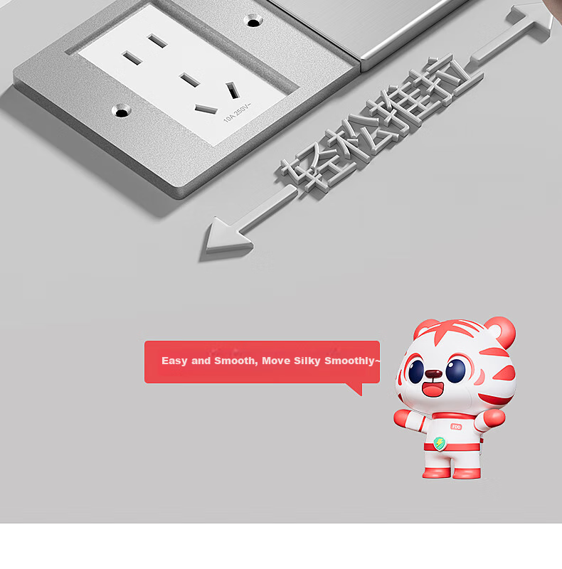 FDD Floor Socket, 86-Type Flat Push-In Floor Socket, Ultra-Thin Sliding Cover, Stainless Steel Waterproof Wall Concealed Box Floor Socket Box, Silver, Five Holes 12