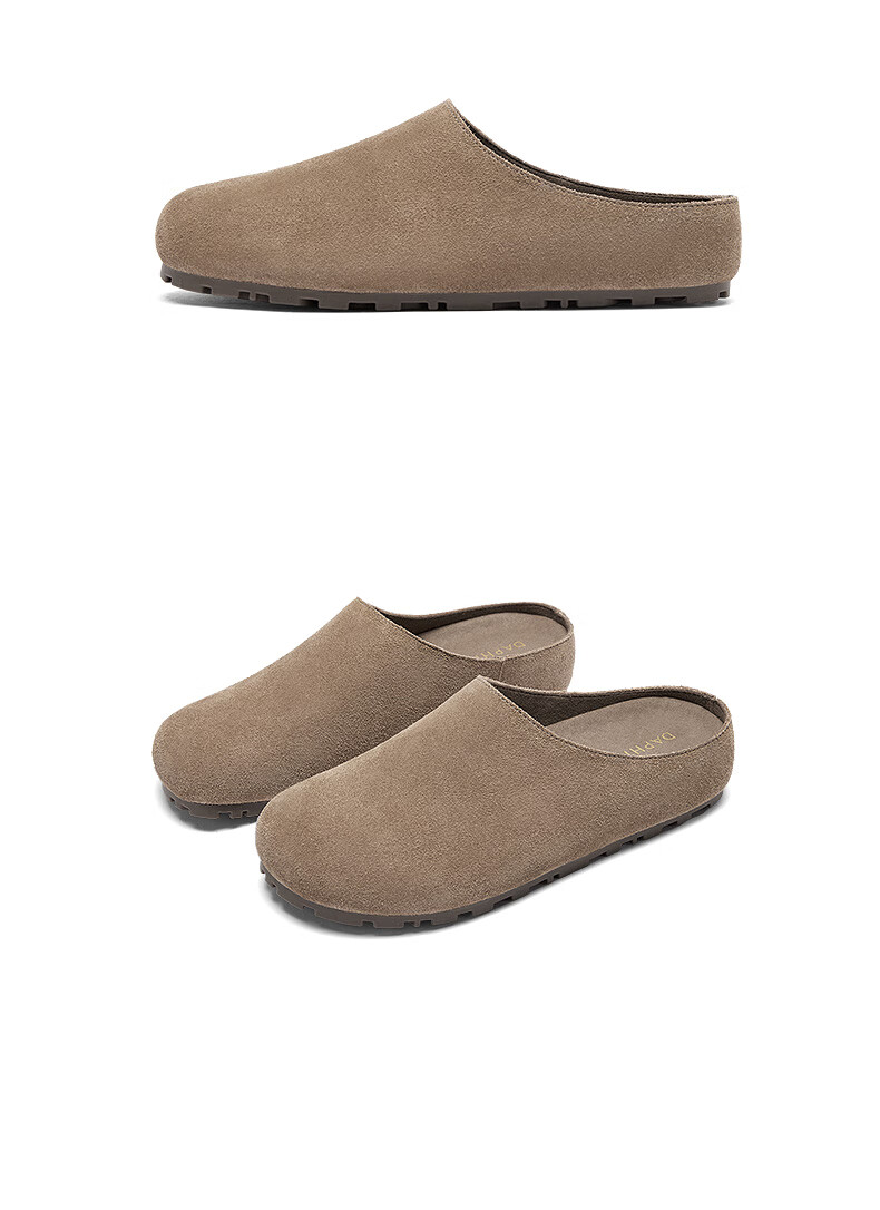 DAPHNE Women's Slip-On Shoes, Retro Style, Spring 2025 Collection, Thick-Soled Casual Closed-Toe Mules, Gray, Size 40 10