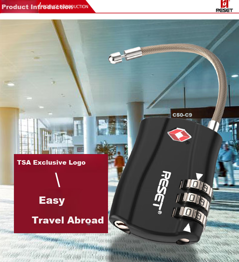 RESET Customs Lock TSA Password Lock Steel Cable Padlock, Global Travel Luggage Backpack Lock for International Trips 5