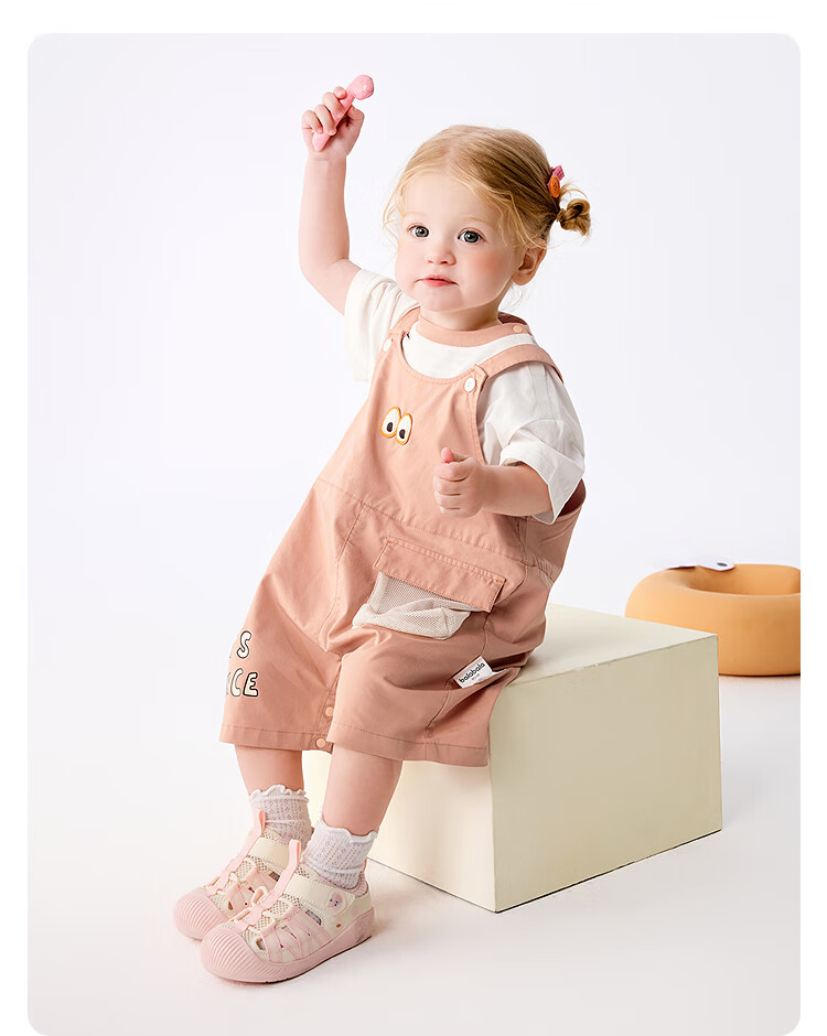 BALABALA Baby Short-Sleeve Set, Boys And Girls Summer Outfit, Stylish Suspender Pants Two-Piece Set, 2025 Fashionable Trendy 209225119203 6