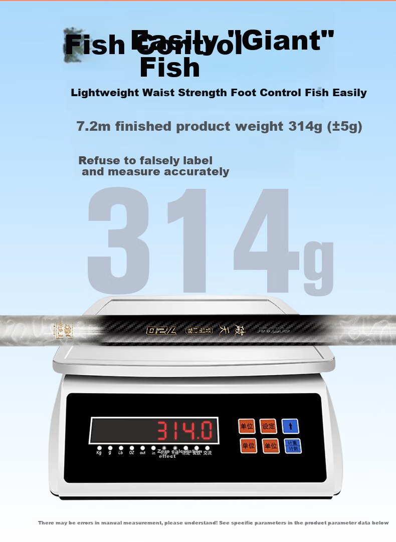 Diaoyuwang Lightweight Giant Fishing Rod for Sturgeon, Bighead Carp And Silver Carp, Platform Fishing Hand Rod, Ultra-Light Hard Fishing Pole, Fishing Tackle Supplies 8