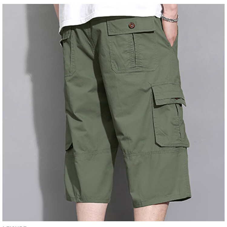 JEEP SPIRIT Men's Shorts, Summer American-Style Three-Quarter Pants, Outdoor Casual Cargo Pants, Army Green, XL 13