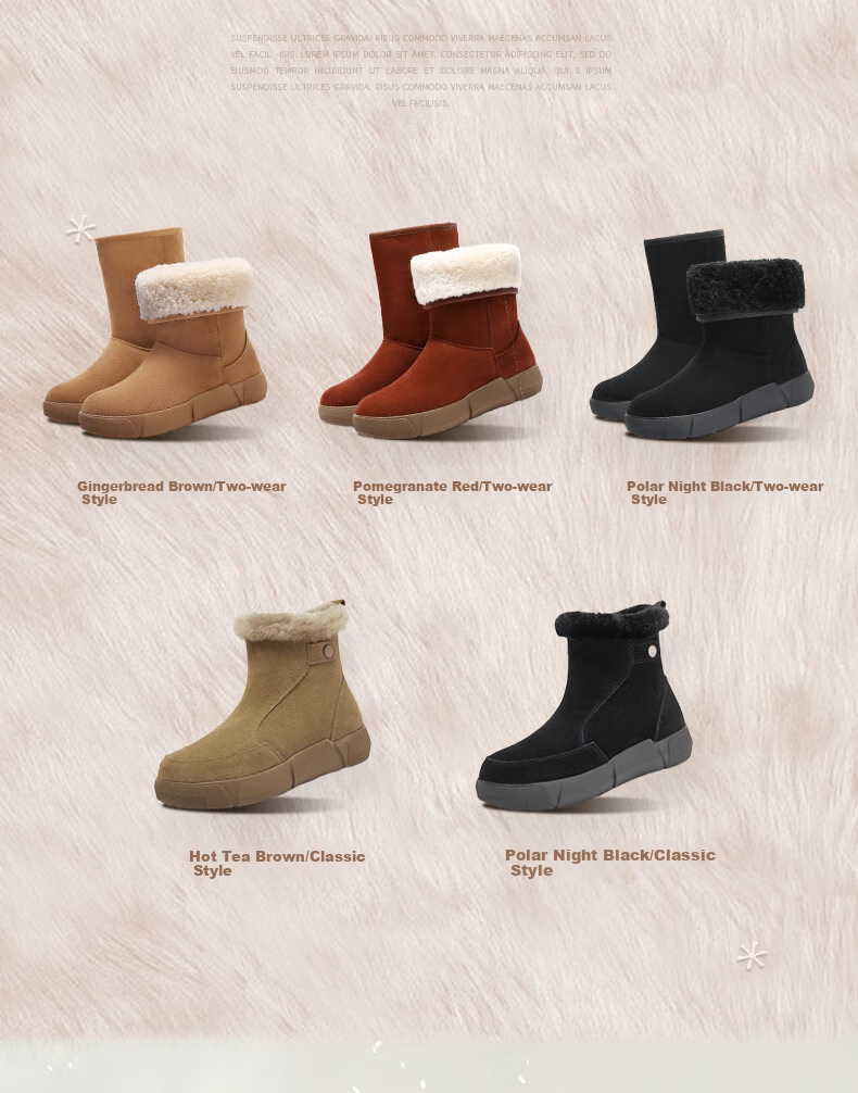 SENDA Snow Boots for Women, 2024 New Warm Plush Northeast Short Boots, Red-Medium/short Dual Wear, Size 37 3