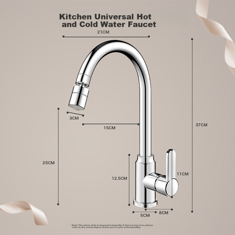 ZUNCHI Kitchen Faucet, Stainless Steel Hot And Cold Dishwashing Sink Basin, 360° Rotating Anti-Splash Household Tap, 2056B