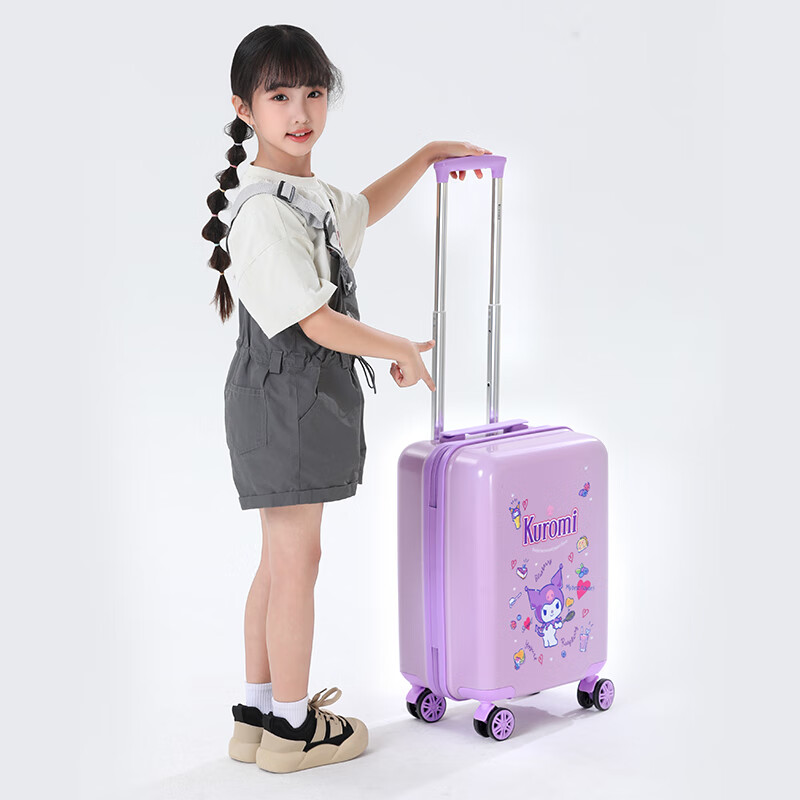 Чемодан Mesuca X Sanrio Kuromi с кодовым замком и универсальными колесами, детский чемодан на колесиках, 18-дюймовый детский багаж, ручная кладь