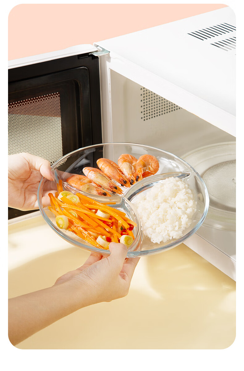 Newair Onion Ginger Garlic Prep Plate, Hot Pot Side Dish Plate, Compartmented Dining Plate, Seasoning Plate for Home Use, Small Condiments, Kitchen Countertop Glass Three-Compartment Plate 6
