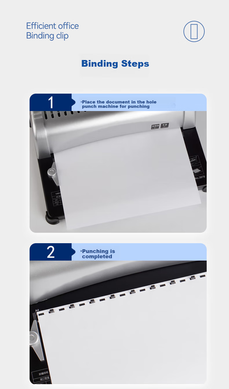 HOOYE 10-Hole Binding Strips A4 Document Bid Puncher Loose-Leaf Plastic Binding Strips, Black, 5mm, 100 Pieces, 3705 7