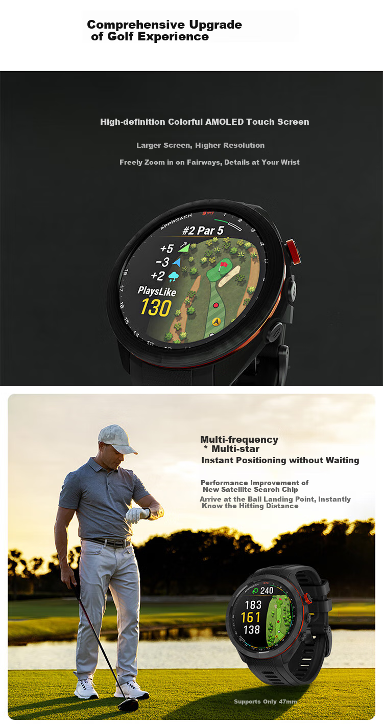 GARMIN Approach S70 Antique Gold Golf Heart Rate Running Outdoor Sports Smartwatch, Birthday Gift 2