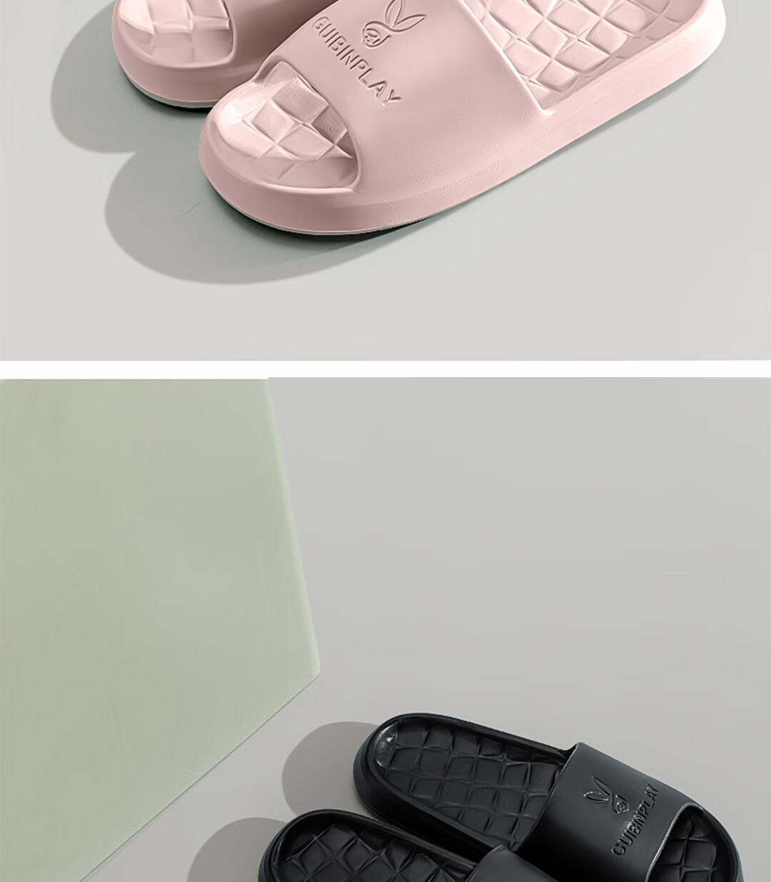 IQGD Slippers for Men And Women, Home Couple Style, Indoor And Outdoor Shower Sandals 002 Black 42-43 8