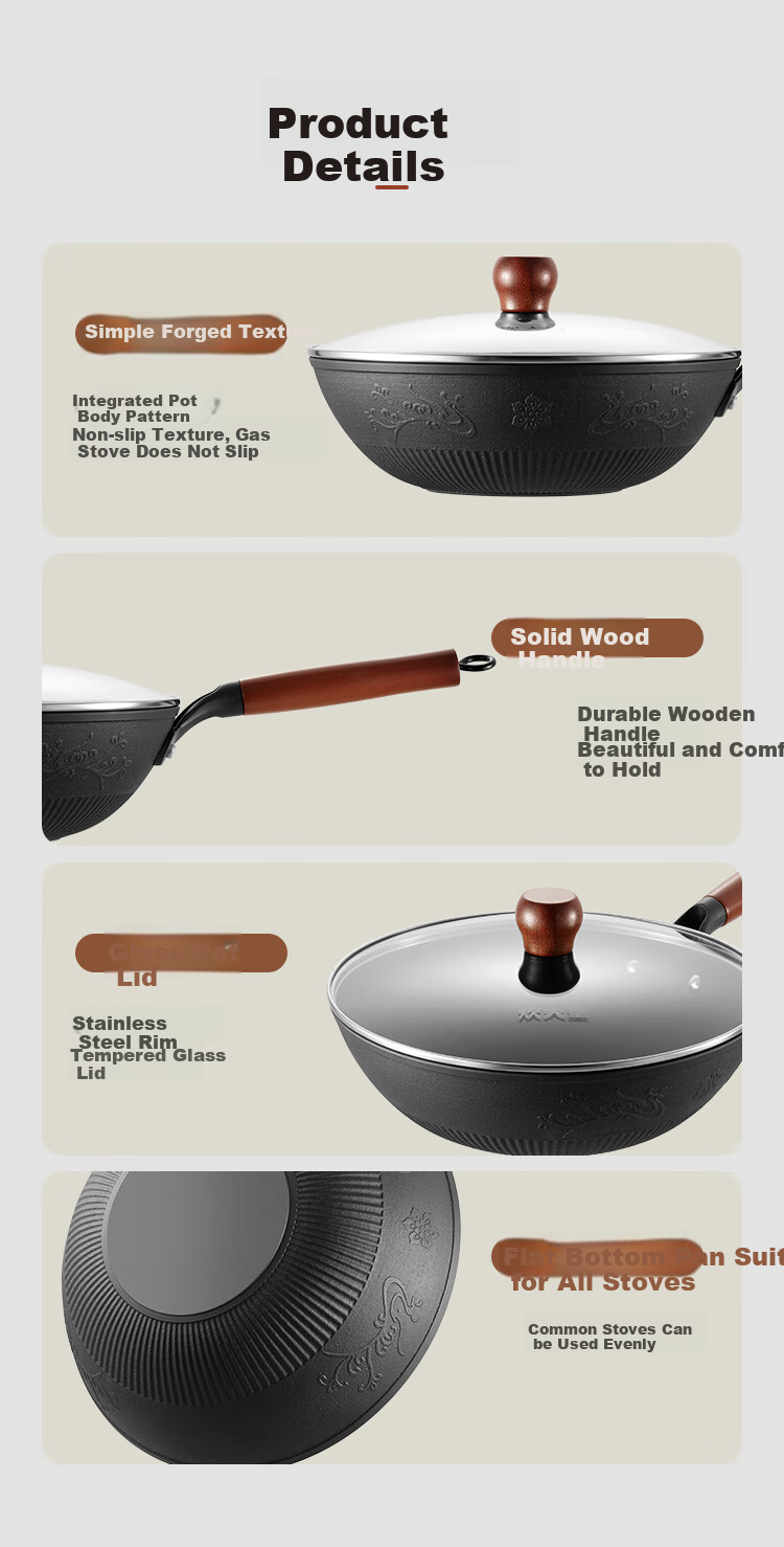 COOKER KING Cast Iron Wok, Flat Bottom Frying Pan, 30cm, Nitrided Anti-Rust, Suitable for All Stoves, Heritage CC30CG 9
