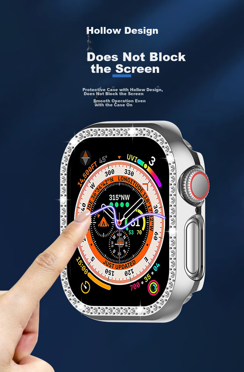 KMaxAI Apple Watch Series 11 Case, Women's Style, Transparent Shell, Shockproof, Slim, Stylish, Diamond-Embedded Hollow Design, ABS+PC Material, Full Edge Protectio 6