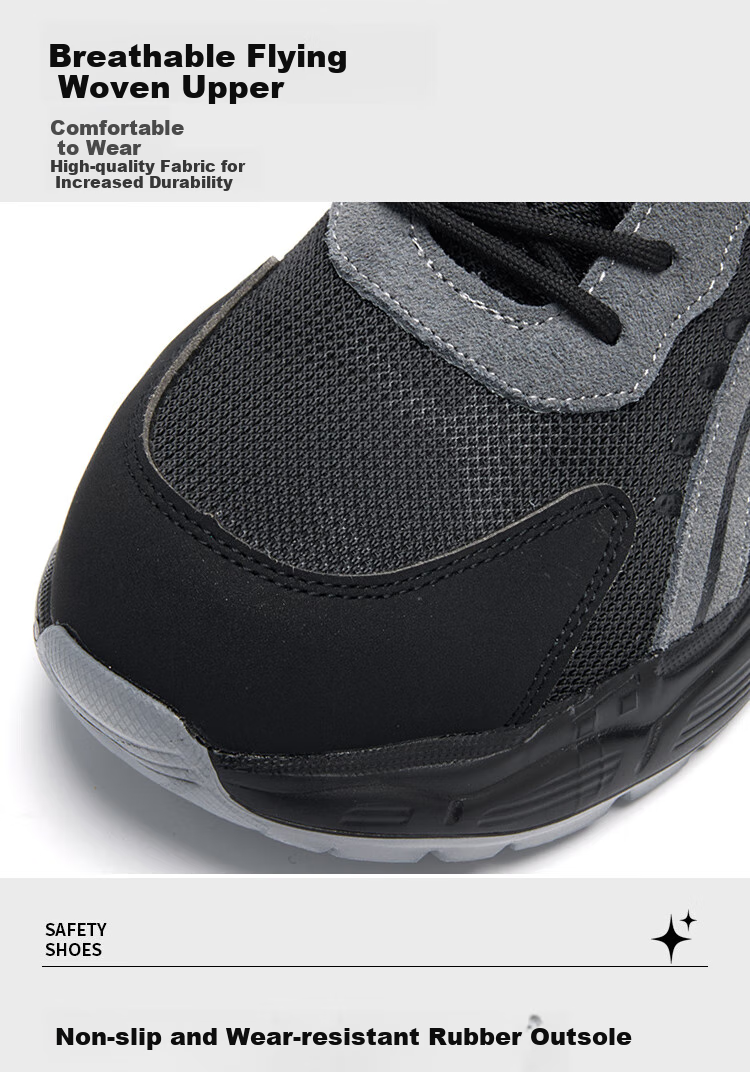 Dinggu Safety Shoes for Men, Ultra-Light Steel Toe Cap, Anti-Smashing And Puncture-Resistant, Functional Work Shoes 950 Heihui45 6