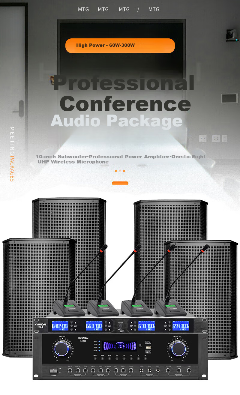 HYUNDAI BK10 Professional Small to Medium-Sized Conference Room Audio System, Wall-Mounted Speakers, Bluetooth Amplifier, Wireless Microphone Combination for Teaching, Training, And Shop Systems Equipment 1
