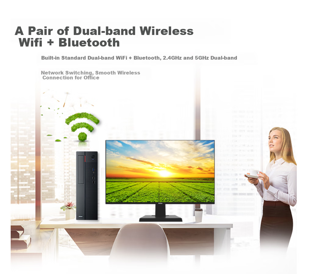 Haier Tianyue K9 High-Performance Business Desktop Computer (13th Gen I7-13620H, 16GB RAM, 1TB Storage) + 23.8-Inch Monitor 5
