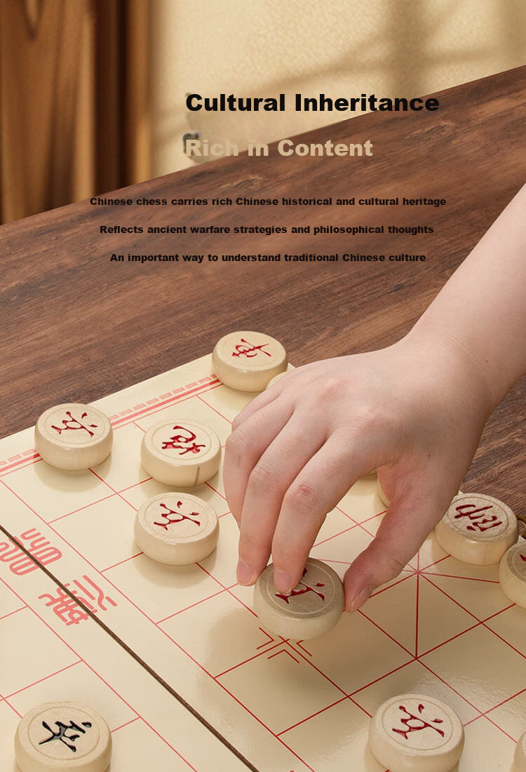 JD Original Solid Wood Chinese Chess Set [Waterproof And Wear-Resistant], Foldable Board And Pieces, Portable Student Board Game, Enlarged Size 3