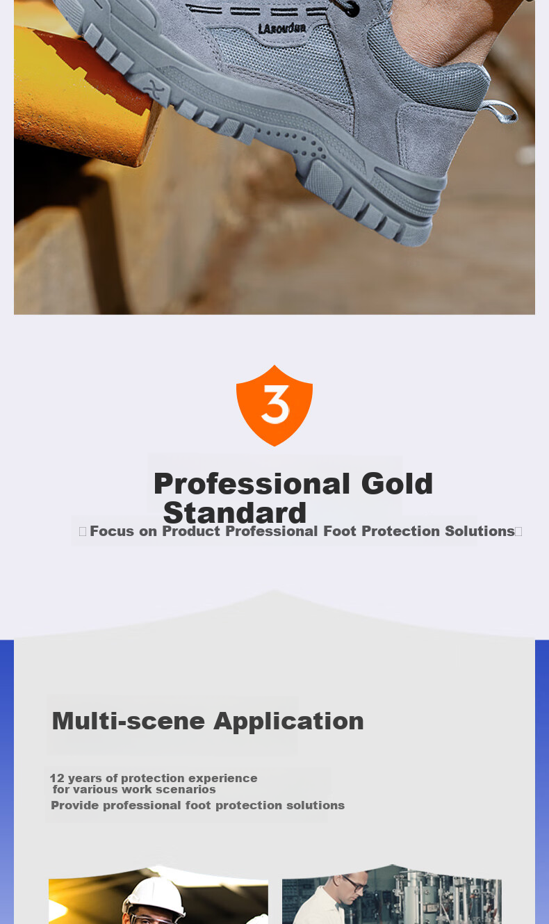 Lanoudun Safety Shoes for Men, Summer Breathable Steel Toe Cap Anti-Puncture Welding Wear-Resistant Non-Slip Work Boots D215 Size 44 6