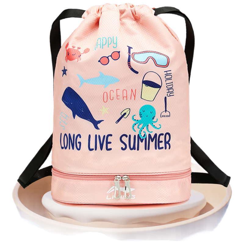 Li-Ning Children's Swim Bag, Professional Swimming Storage Bag with Drawstring, Wet And Dry Separation, Boys' Waterproof Swimsuit Backpack Equipment