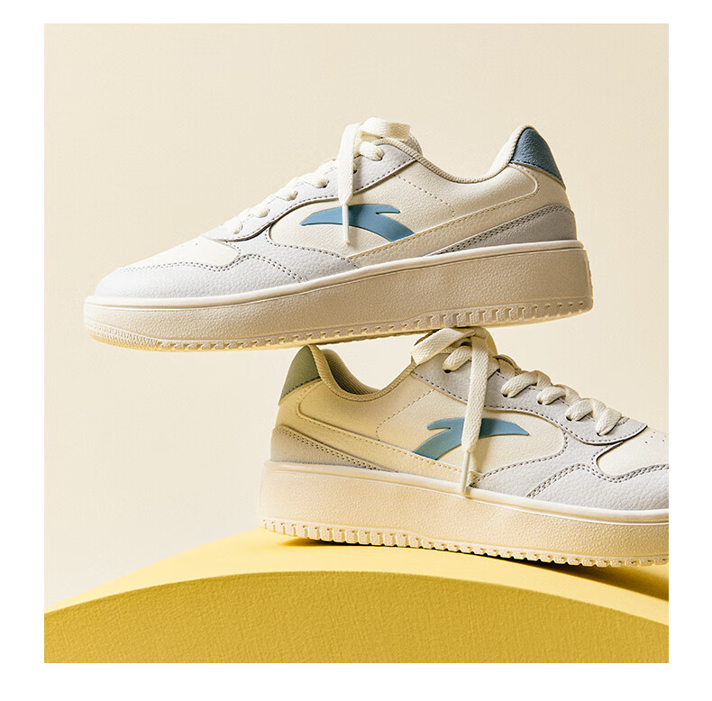 Anta Light Step V2 Women's Sneakers Summer Breathable Casual Couple Simple White Shoes Soft Sole Comfortable Thick Sole Height Increasing Shoes 23