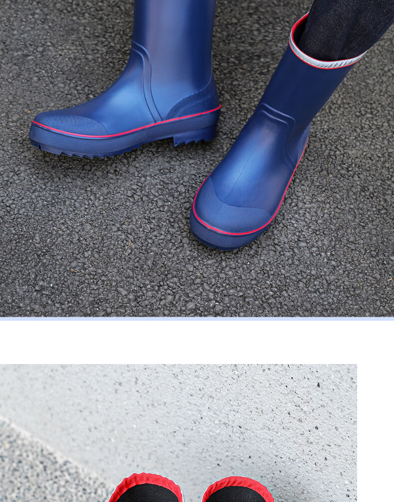 Lanoudun Rain Boots for Men, Tall Waterproof Shoes, Outdoor Non-Slip Rubber Shoes, Wear-Resistant Rain Boots, Overshoes YX1010 Size 42 12