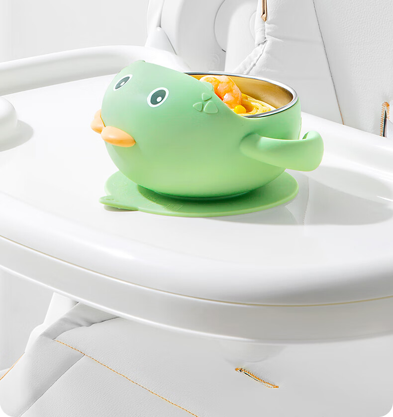 Betis Baby Feeding Bowl Infant Food Tool Children's Tableware Stainless Steel Silicone Suction Bowl Cheese White 25
