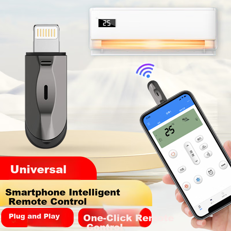 Masentek Infrared Air Conditioner Remote Control Transmitter with Apple Lightning Interface, External Plug-In Smart Accessory Device for TV, Compatible with Android Type-C/USB