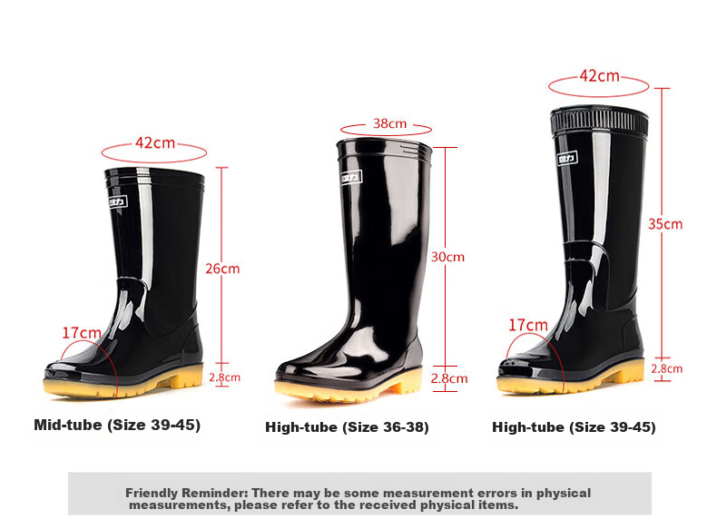 Warrior Rain Boots for Men, Waterproof Shoes, Non-Slip Wear-Resistant Rubber Shoes, Lightweight Chef Shoes, Rain Boots, Overshoes 807, Black Mid-Calf, Size 44 3