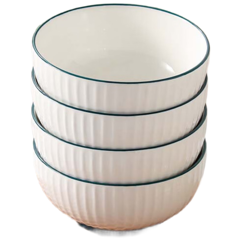 Chuanqi Underglaze Color Bowl, 6 Inches, Set of 4, Ceramic Tableware, Soup Bowl, Noodle Bowl, Large Bowl for Rice And Noodles, Frost White