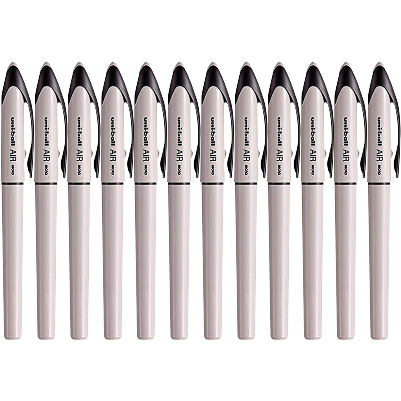 Uni Mitsubishi High-Tech Black Gel Pen, Stylish 0.5mm Black Ink Pen, Business Direct Liquid Pen, Water-Based Pen UBA-188C Beige Barrel, 12 Pens