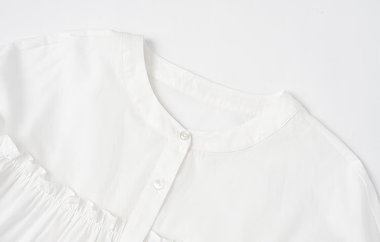 Dme [Gentle Trailer] Spring And Summer French Pure Cotton Pleated Wrinkled Shirt with Ruffle Collar And Puff Sleeves Women's Blouse Top 6