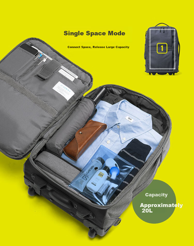 SANWA Multifunctional Pull-Back Backpack with Wheels, Business Backpack, Luggage Bag, Travel Bag, Carry-On Approved, 22 Liters 10