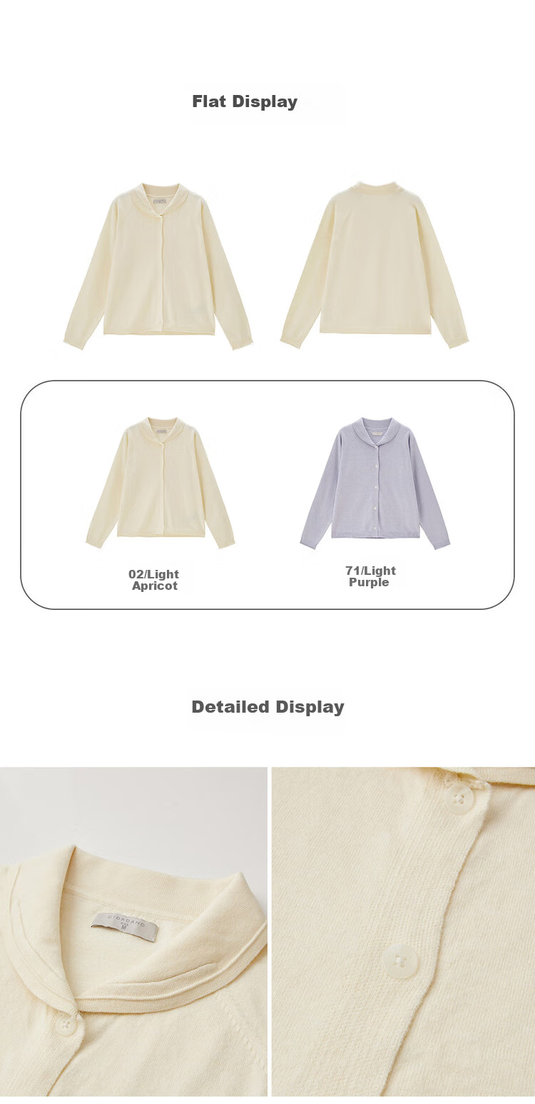 Giordano Ultra-Fine Knit Sweater for Women, Soft Knitted Jacket with Lapel Collar, Roll-Edge And Raglan Sleeves, Cardigan 13354669 14