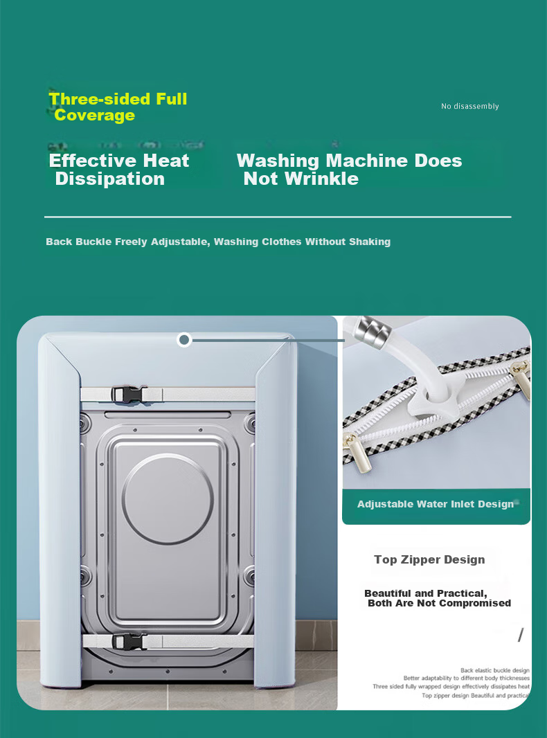 Keruier Washing Machine Cover, Waterproof And Sun-Resistant, for 10kg Haier, Midea, Little Swan, Siemens Automatic Washing Machines, Universal Cover Cloth 8