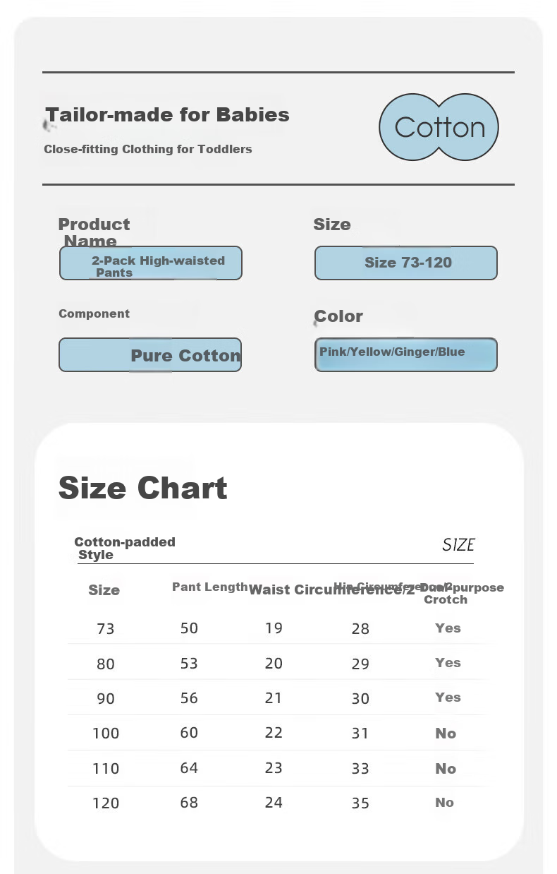 Shubeiyi 2-Pack Baby Pants Spring And Summer Style High-Waist Tummy Protection Sleep Pants for Boys And Girls Pure Cotton Children's Autumn Pants Blue 80CM 7