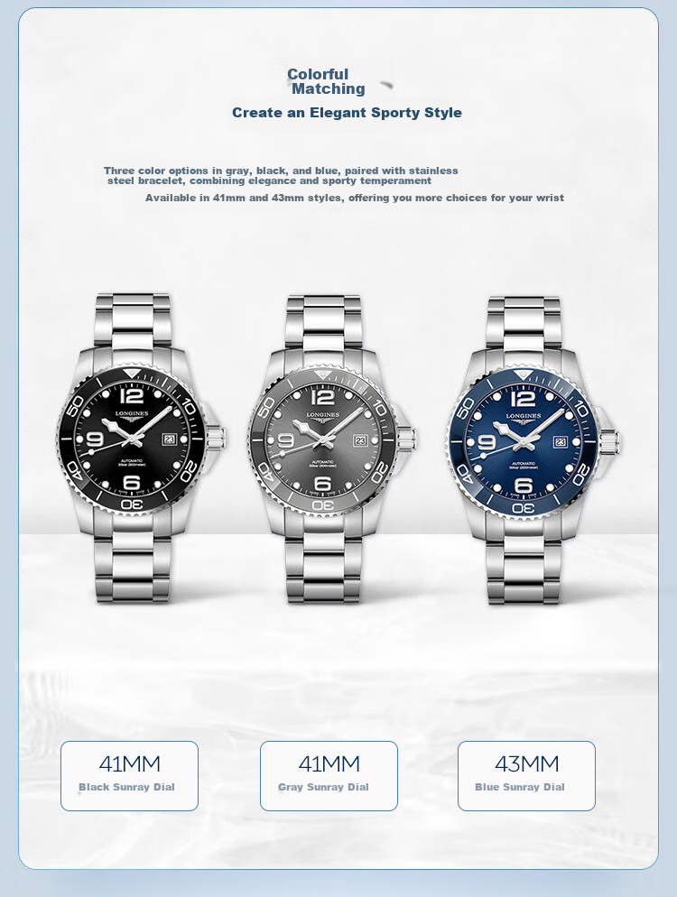 LONGINES Swiss Watch, Conquest Diving Series, Men's Steel Strap Mechanical Watch L37814056 2