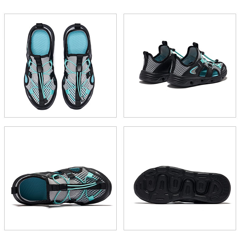 ERKE Children's Shoes, Boys' Casual Shoes, Kids' Drawstring Sandals, Beach Sandals, Sky Blue/ink Blue, Size 30 69