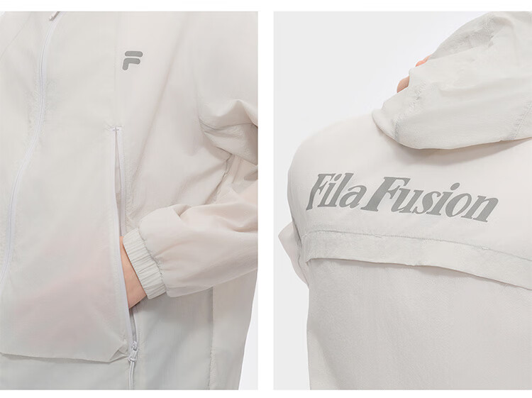 FILAFUSION FILA Trendy Couple's Woven Jacket, Summer Loose Sun Protection Hooded Top 6