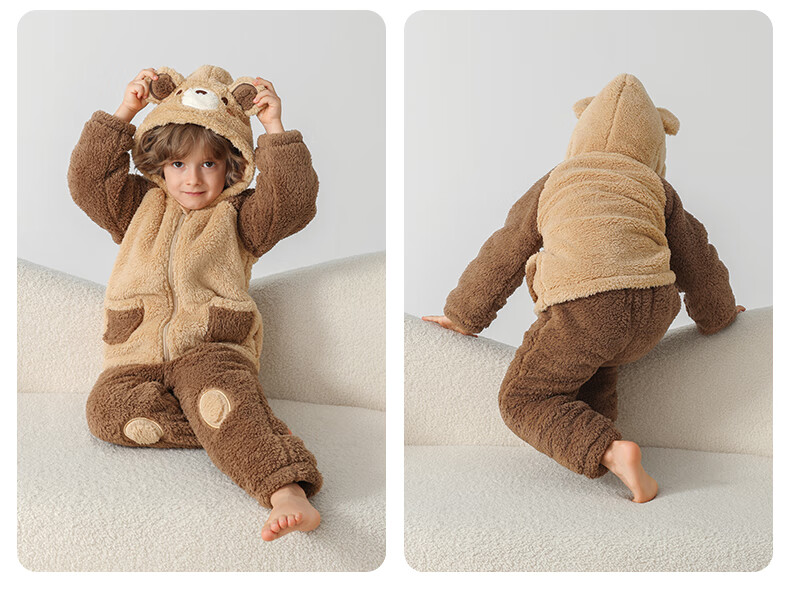 Betis Children's Winter Fleece Pajama Set Thickened Cotton-Padded Warm Homewear for Boys and Girls 33